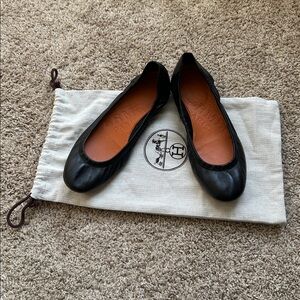 Hermes Black Leather Vintage Ballet Flats Size 36